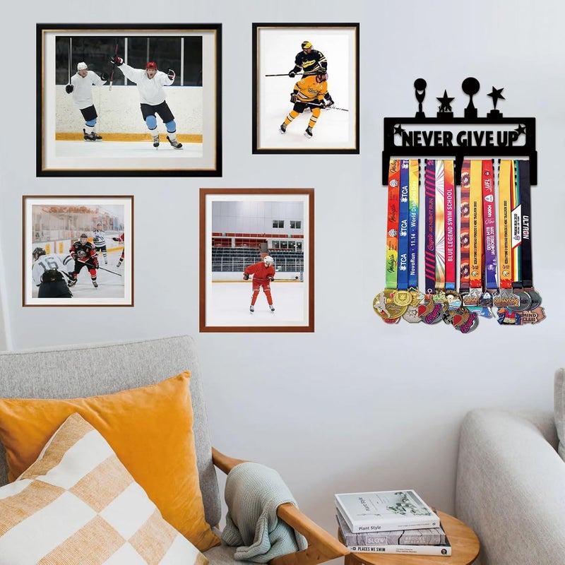 Resama Medal Hanger Holder Display Wall Rack Frame Shelf-Medal Hanger Awards Ribbon Soccer,Gymnastics,Holder Display Rack for 60 Medals - Image 4